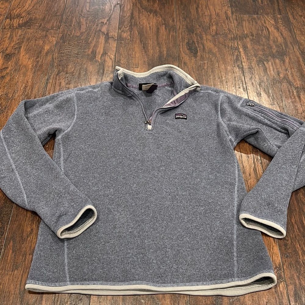 VTG PATAGONIA Fleece Quarter Zip Pullover grey with hint of purple Size M GUC